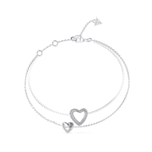 Alt Tag: GUESS JEWELS JEWELRY Mod. JUBB05027JWRHS silver bracelet with heart charms
