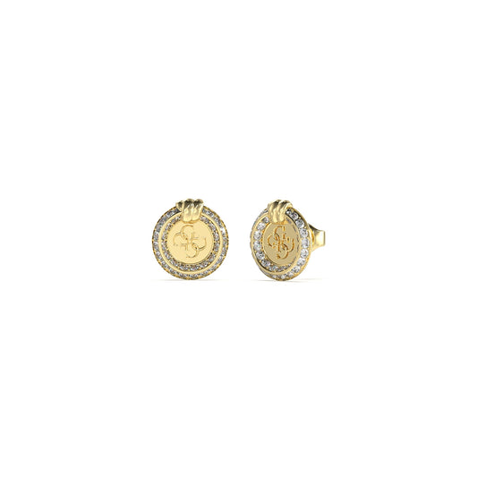 GUESS JEWELS JEWELRY Mod. JUBE04058JWYGT-U gold earrings with logo and crystal accents