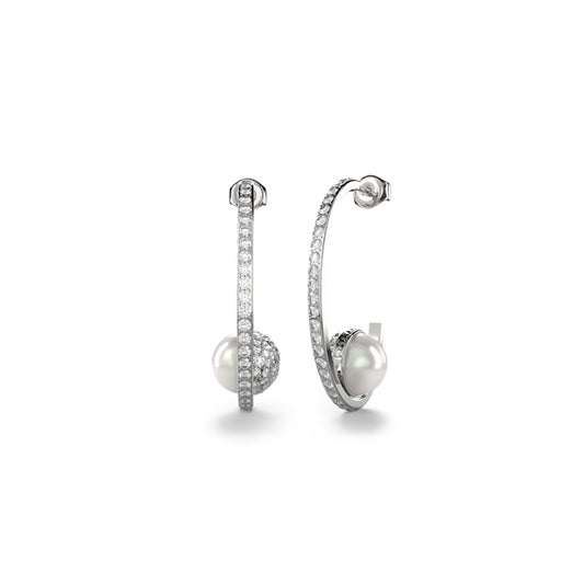 Elegant hoop earrings with pearls and crystals, GUESS JEWELS JEWELRY Mod. JUBE04452JWRHT-U