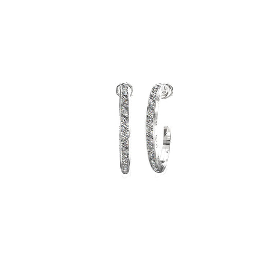 GUESS JEWELS JEWELRY Mod. JUBE04564JWRHT-U stylish hoop earrings with intricate diamond design
