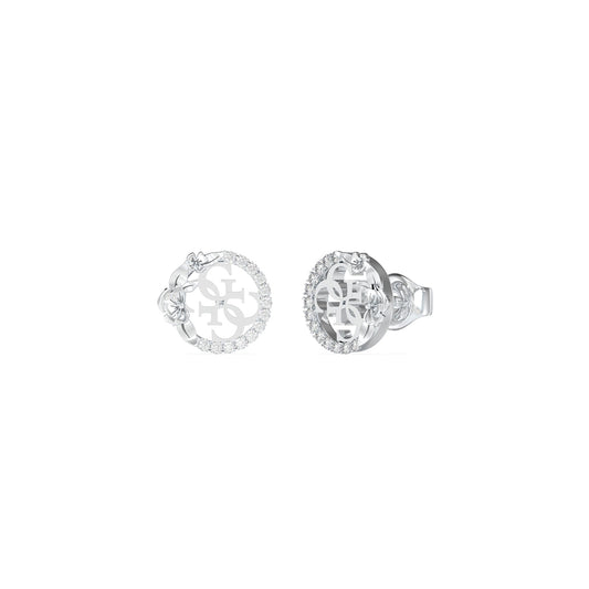 GUESS JEWELS JEWELRY Mod. JUBE05041JWRHT-U silver earrings featuring crystal accents.