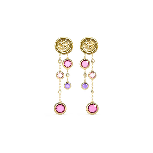 Gold and pink GUESS JEWELS JEWELRY Mod. JUBE05091JWYGFCT-U earrings with embellishments, luxury fashion accessory.