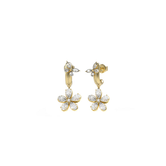GUESS JEWELS JEWELRY Mod. JUBE05105JWYGT-U elegant floral earrings in gold with sparkling stones.