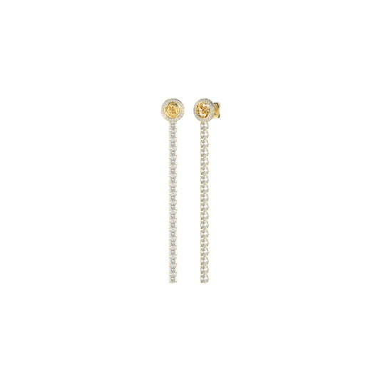 Alt Tag: GUESS JEWELS JEWELRY Mod. JUBE05144JWYGT-U elegant gold drop earrings with crystal accents