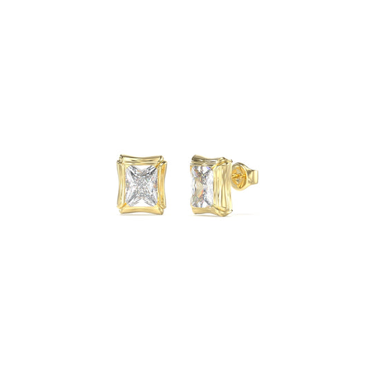 Gold stud earrings featuring a square gemstone from GUESS JEWELS JEWELRY Mod. JUBE05174JWYGT-U.