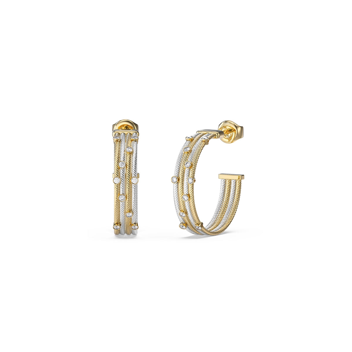 GUESS JEWELS JEWELRY Mod. JUBE05386JWYGRHT-U hoop earrings with gold and silver design