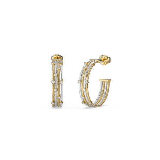 GUESS JEWELS JEWELRY Mod. JUBE05386JWYGRHT-U hoop earrings with gold and silver design