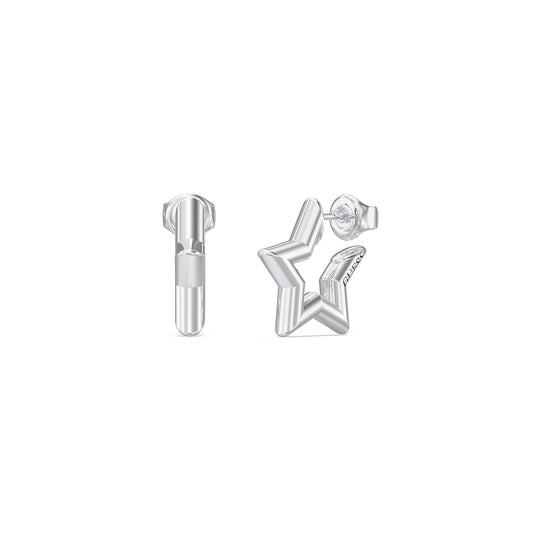 GUESS JEWELS JEWELRY Mod. JUBE05539JWRHT-U star and bar silver earrings display