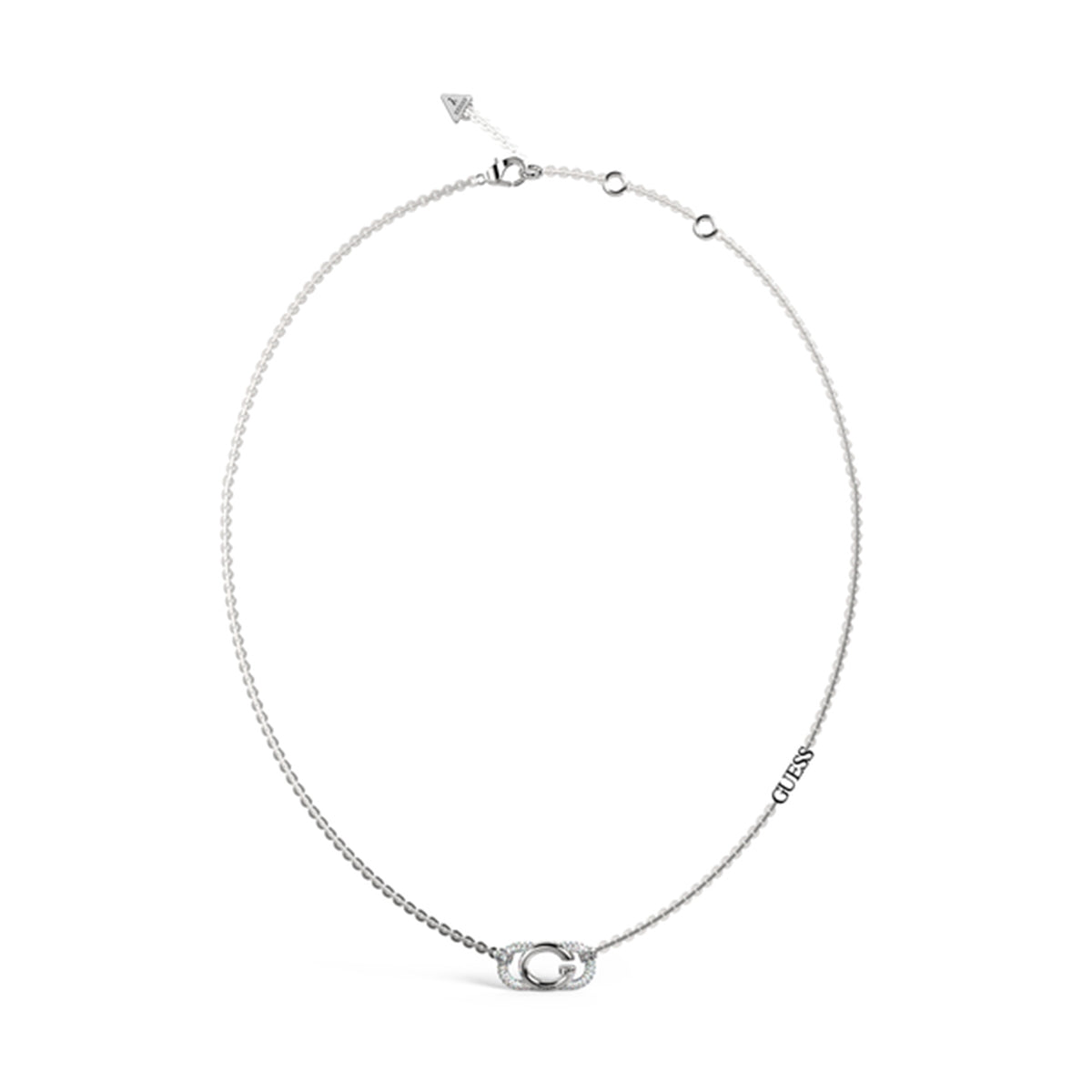 GUESS JEWELS JEWELRY Mod. JUBN04509JWRHT-U silver necklace with delicate chain and signature charm