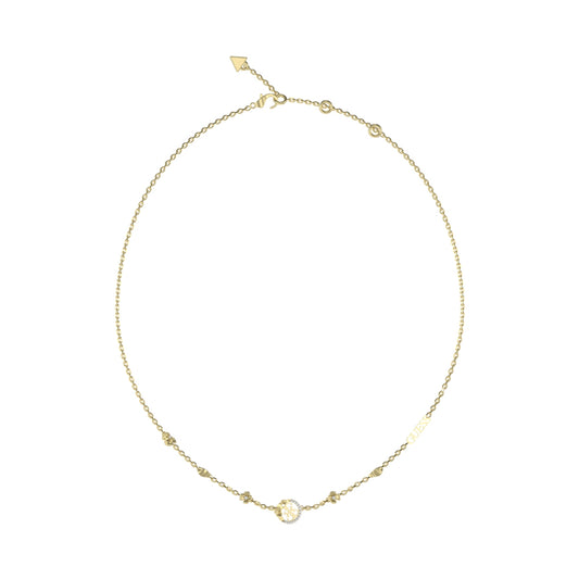 GUESS JEWELS JEWELRY Mod. JUBN05038JWYGT-U elegant gold necklace on white background