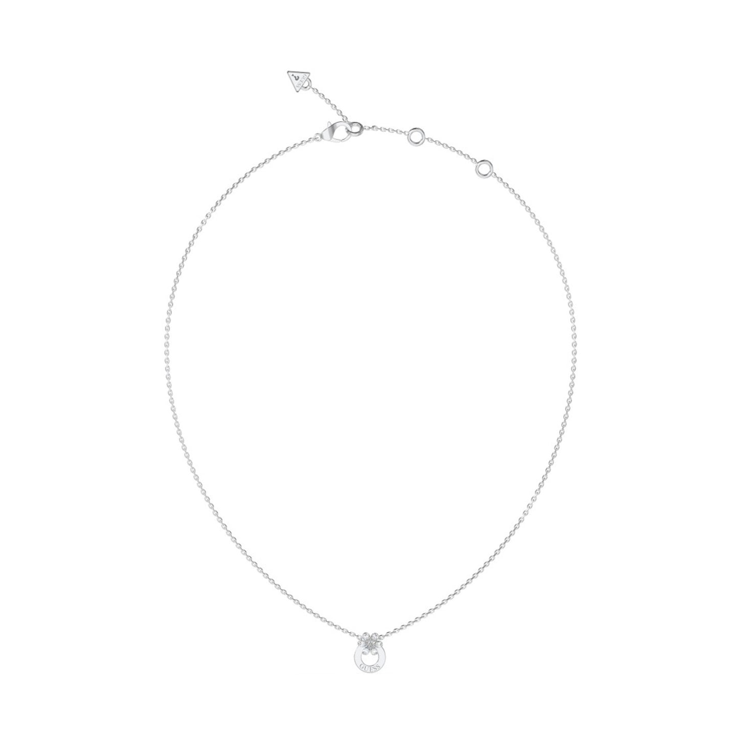 GUESS JEWELS JEWELRY Mod. JUBN05107JWRHT-U silver necklace with delicate chain and circular pendant