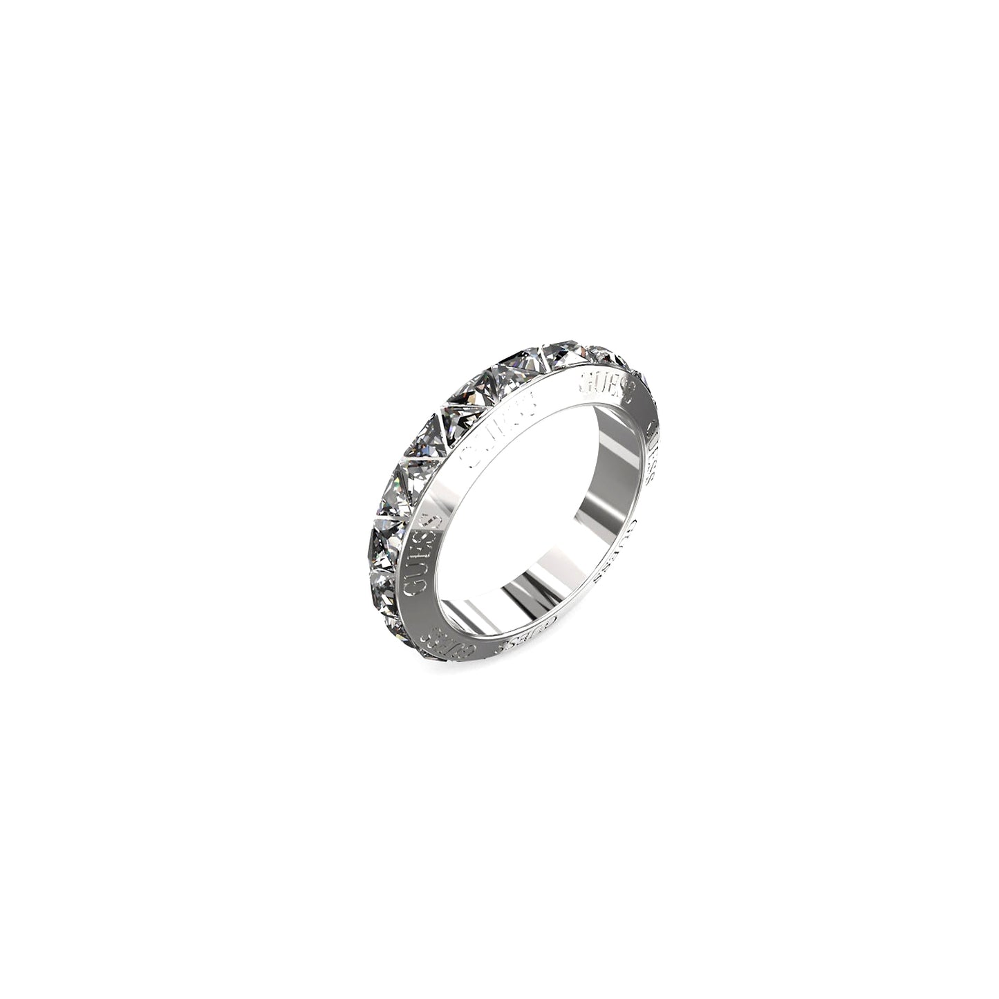 Silver ring from GUESS JEWELS JEWELRY Mod. JUBR04575JWRH54 with engraved details.