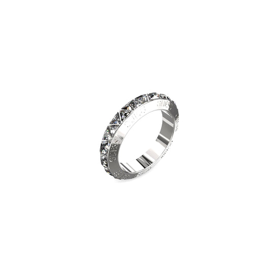 Silver ring from GUESS JEWELS JEWELRY Mod. JUBR04575JWRH54 with engraved details.