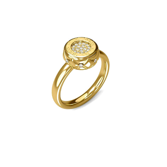 GUESS JEWELS JEWELRY Mod. JUBR04597JWYG52 gold ring featuring diamond accents with elegant design.