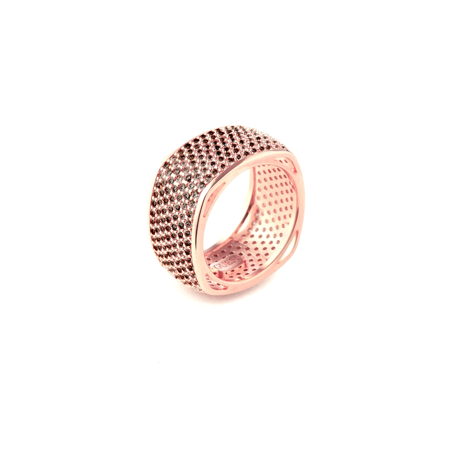 Rose gold ring from GUESS JEWELS JEWELRY Mod. JUBR04674JWRGBK54 with sparkling detail.