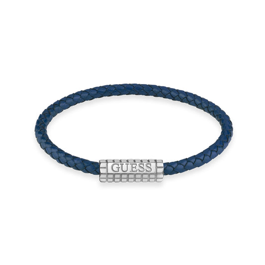 GUESS JEWELS JEWELRY Mod. JUMB05035JWSTJBS blue braided bracelet with metallic clasp