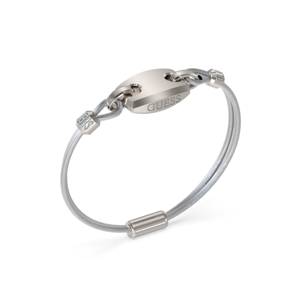 GUESS JEWELS JEWELRY Mod. JUMB05041JWSTS silver bracelet with engraved logo and sleek design