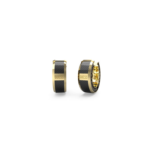 GUESS JEWELS JEWELRY Mod. JUME04042JWYGBKT-U gold and black hoop earrings