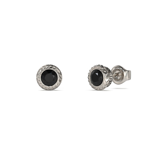 GUESS JEWELS JEWELRY Mod. JUME05022JWSTBKT-U silver earrings with black stone details
