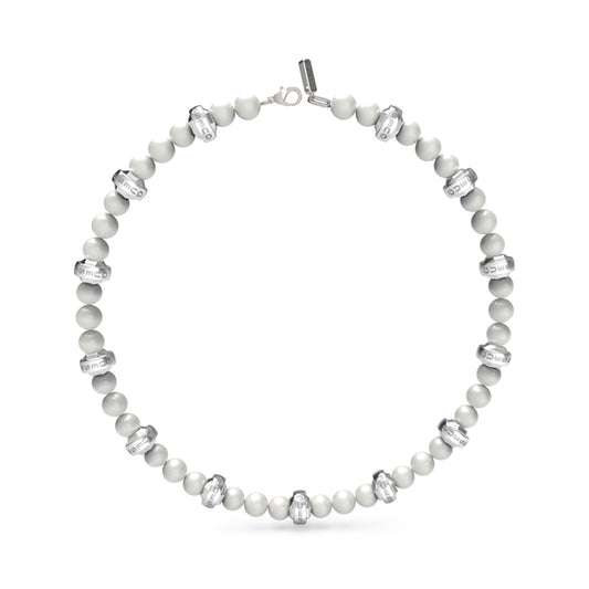 GUESS JEWELS JEWELRY Mod. JUMN04068JWSTWIT-U beaded white and silver necklace