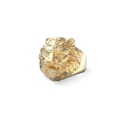 GUESS JEWELS JEWELRY Mod. JUMR01307JWYG64 lion head ring in gold.