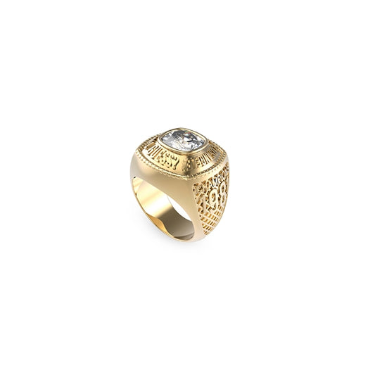 GUESS JEWELS JEWELRY Mod. JUMR01375JWYG66 gold ring with intricate design and gemstone