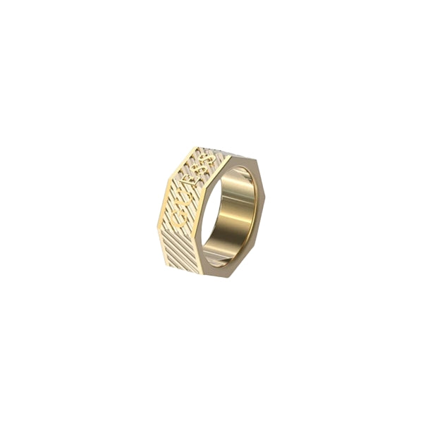 GUESS JEWELS JEWELRY Mod. JUMR03030JWYG64 gold hexagonal ring