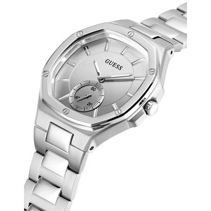 GUESS Mod. GW0310L1 quartz analog watch, silver 925, 38mm case, water resistant, ladies' watch with official packaging.