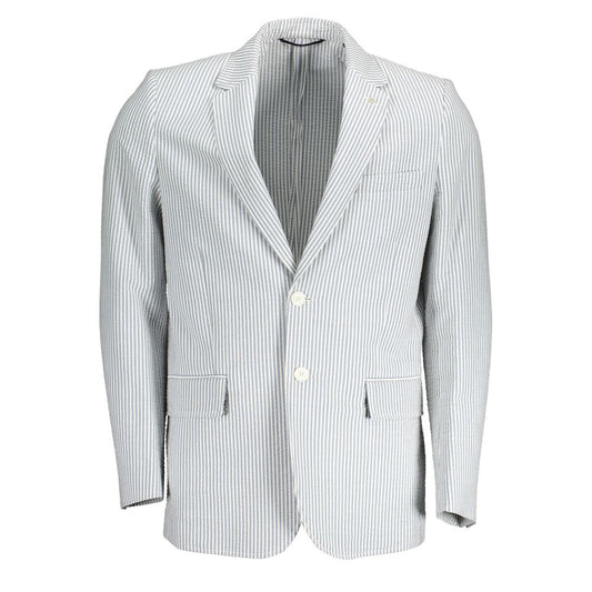 Gant White Cotton Men Jacket with 2-button closure, showcasing classic design and sophisticated silhouette.