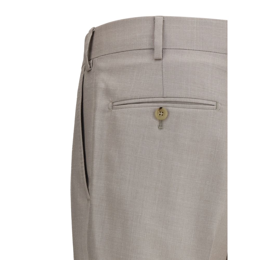 Back view of Gi Capri Virgin wool Suit pants with a welt pocket and button detail