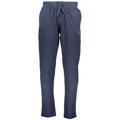 Gianmarco Venturi Blue Cotton Pant featuring elastic waist, laces, light cotton, 2 pockets, contrasting details, embroidery, logo.