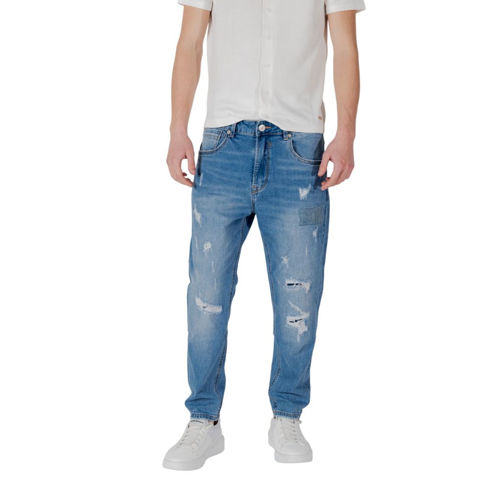 Gianni Lupo Blue Cotton Relaxed Fit Jeans