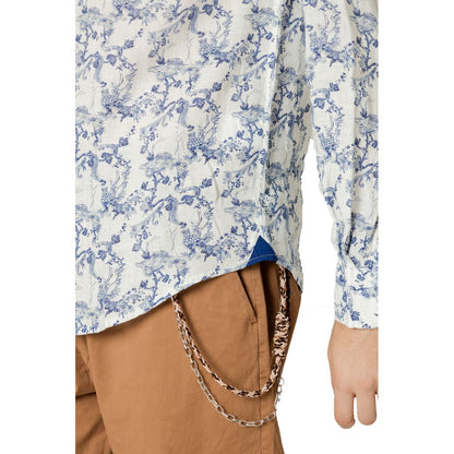 Gianni Lupo Blue Linen Pattern Shirt
