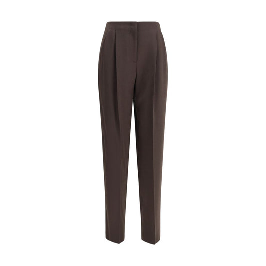 Giorgio Armani Brown Fleece Wool Casual Pants with zipper closure, two side pockets, and back welt pocket for AW25 season.
