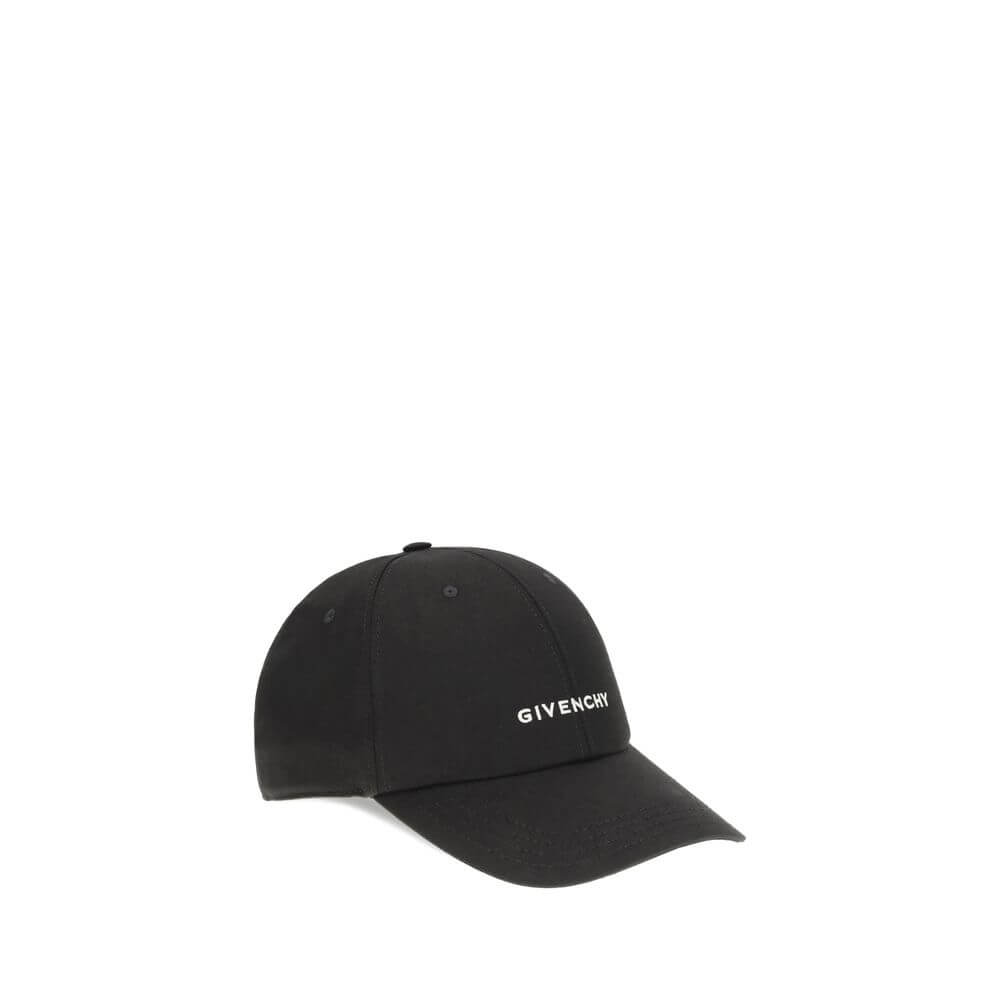 Givenchy Black Cotton Cap (Baseball Hat) with embroidered logo, adjustable fit, in stylish black for contemporary casual looks.