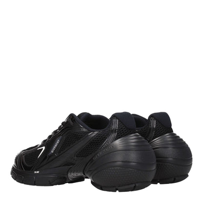 Givenchy Black Fabric Athletic Sneakers with leather and rubber sole, lace-up closure, mid heels, and side logos.