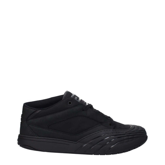 Givenchy Black Fabric Low Top Sneakers with logos and rubber sole