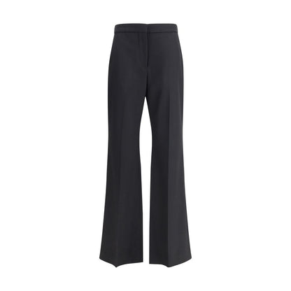Givenchy Black Wool Pants in bootcut silhouette with zipper closure and pockets, crafted from fine grain de poudre fabric for elegance.