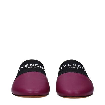 Givenchy Purple Leather Slippers in violet with a front logo, casual style, round toe, and dark orchid accents, MPN BE2002E01H510.