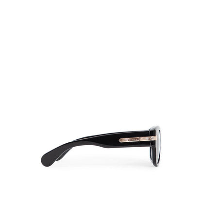 Side view of Gucci Black Acetate Sunglasses with shiny black frame and 100% UVA/UVB protection, made in Japan, for men.