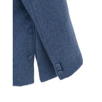 Gucci Light Blue Wool Jackets & Coat showing close-up of sleeve and button details in blue wool and mohair blend.
