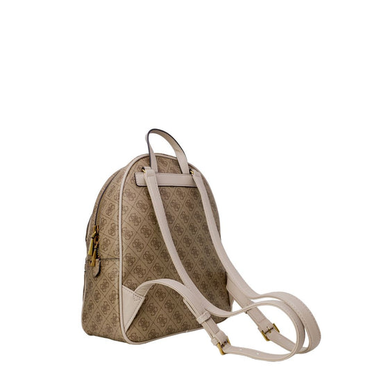 Guess Brown Polyethylene Backpack with stylish design and adjustable straps 