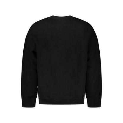 Back view of Guess Jeans Black Cotton Men Sweater featuring an oversized long sleeve design with a classic crew neck.