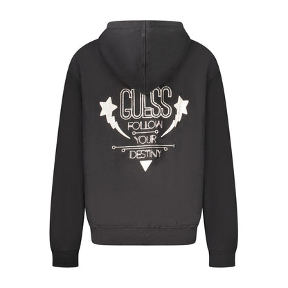 Guess Jeans Black Cotton Women Sweater featuring bold contrasting details and rhinestone embellishments on the back.
