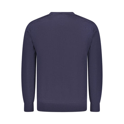 Back view of Guess Jeans Blue Wool Sweater featuring long sleeves and crew neck.