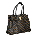 Guess Jeans Brown Polyethylene Handbag with multiple compartments and external pocket, designed for travel with protective feet and contrast details.