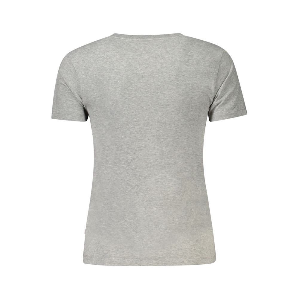 Guess Jeans Gray Cotton Women Top, back view illustrating the stylish design and quality cotton blend fabric.