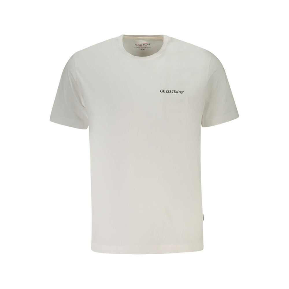 Guess Jeans White Cotton Men T-Shirt with logo, short sleeves, and crew neck.