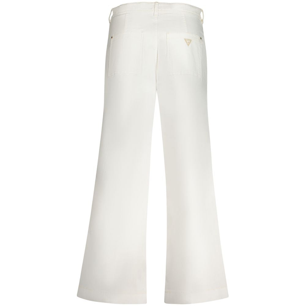 Back view of Guess Jeans White Cotton Women Jeans with relaxed fit and iconic logo