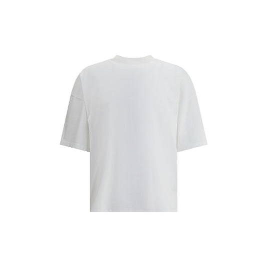 Haikure White Cotton T-Shirt with a relaxed fit, ribbed crew neck, and dropped shoulders, showcasing casual, contemporary style for AW25 season.